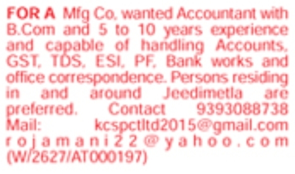 Accountant Job Vacancies