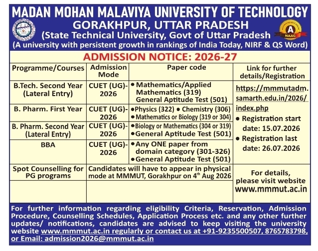 Admission Notice: UG and PG Programs at Madan Mohan Malaviya University