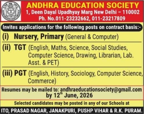 Andhra Education Society Teaching Vacancies