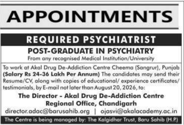 Appointment Notice for Psychiatrist
