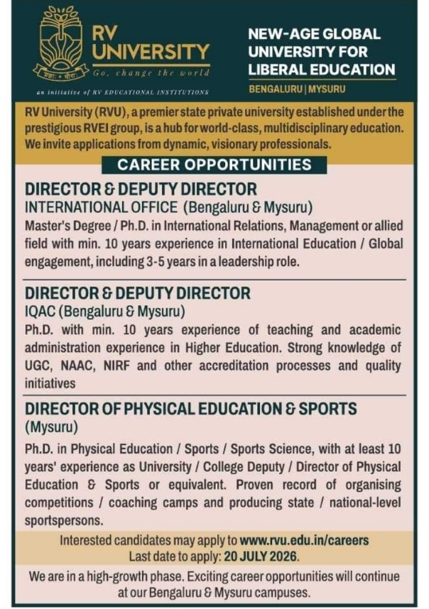 Career Opportunities Notice: Director & Deputy Director Positions