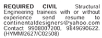 Civil Structural Engineering Trainee Job Vacancies