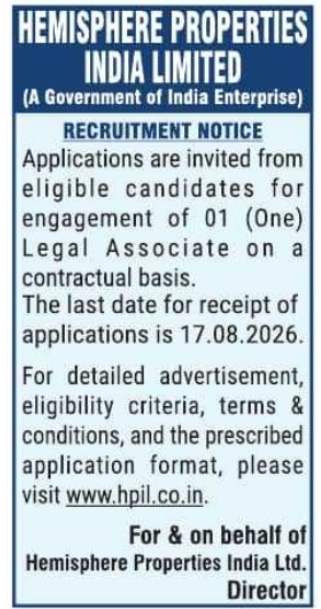 Contractual Recruitment: Legal Associate at Hemisphere Properties