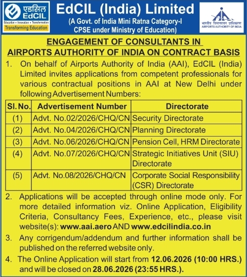 EdCIL AAI Consultant Recruitment
