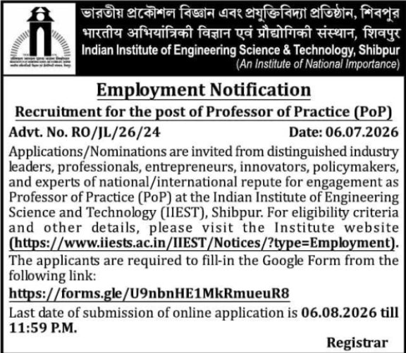 Employment Notice: Professor of Practice Recruitment