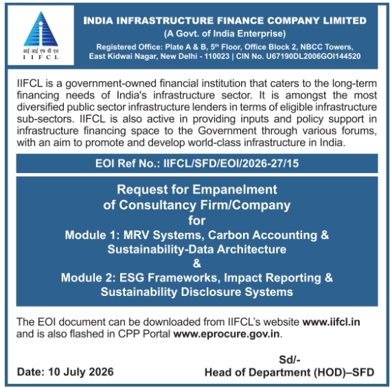 EOI Notice: IIFCL Sustainability & ESG Consultancy Empanelment
