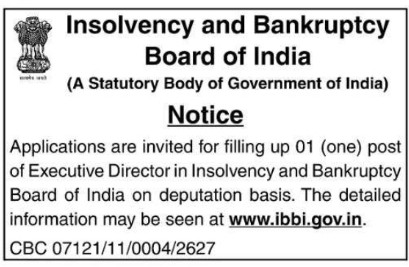 Executive Director Vacancy Notice at IBBI