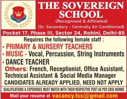 Female Staff Recruitment at The Sovereign School