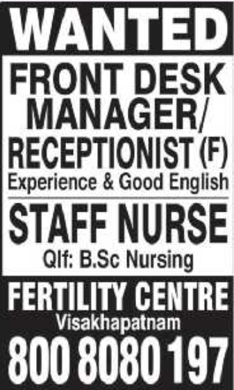 Fertility Centre Healthcare Job Vacancies