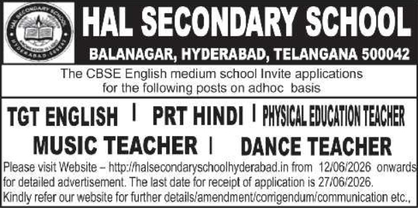 HAL Secondary School 2026 Teacher Recruitment