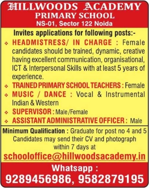 Hillwoods Academy Staff Vacancies