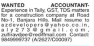Hiring: Accountant at Construction Company