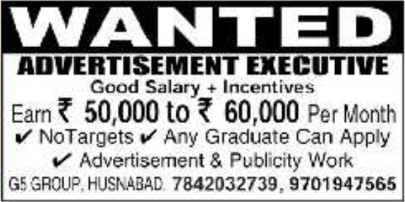 Hiring: Advertisement Executive