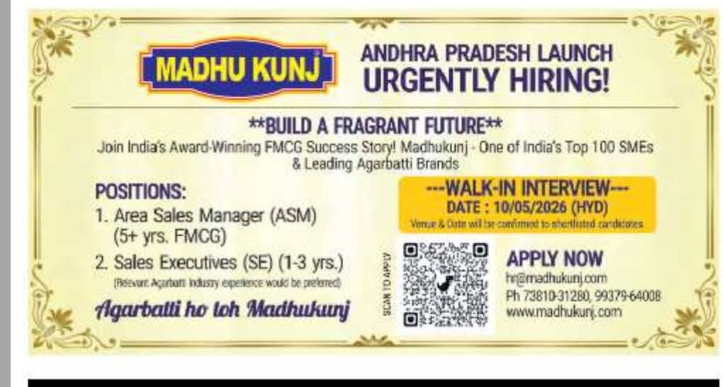 Hiring  Area Sale Managers & Sales Executives