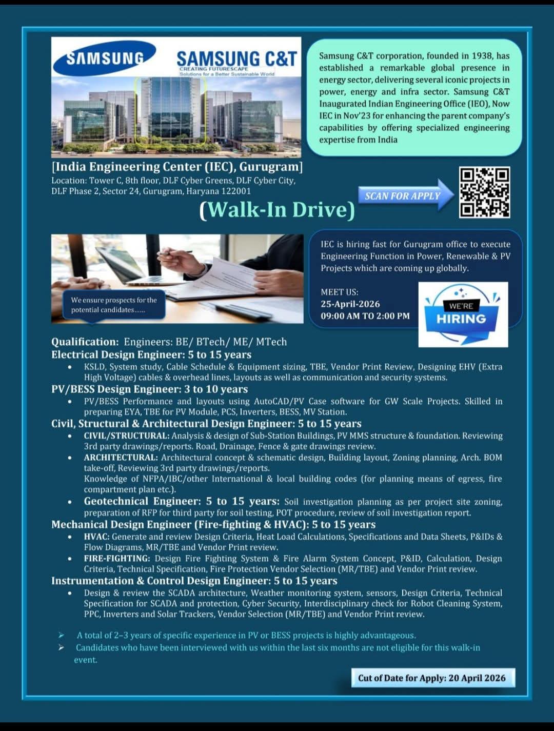 Hiring At Samsung C&T