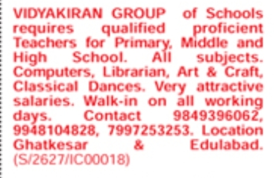 Hiring: Teachers, Librarians &  Dance Teachers
