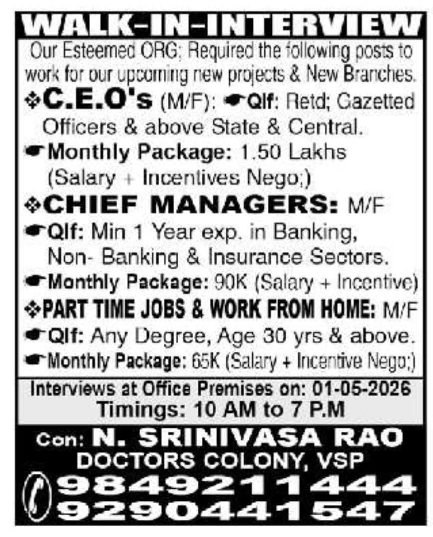 Hiring C.E.O.s, Chief Managers & Part-Time Staff
