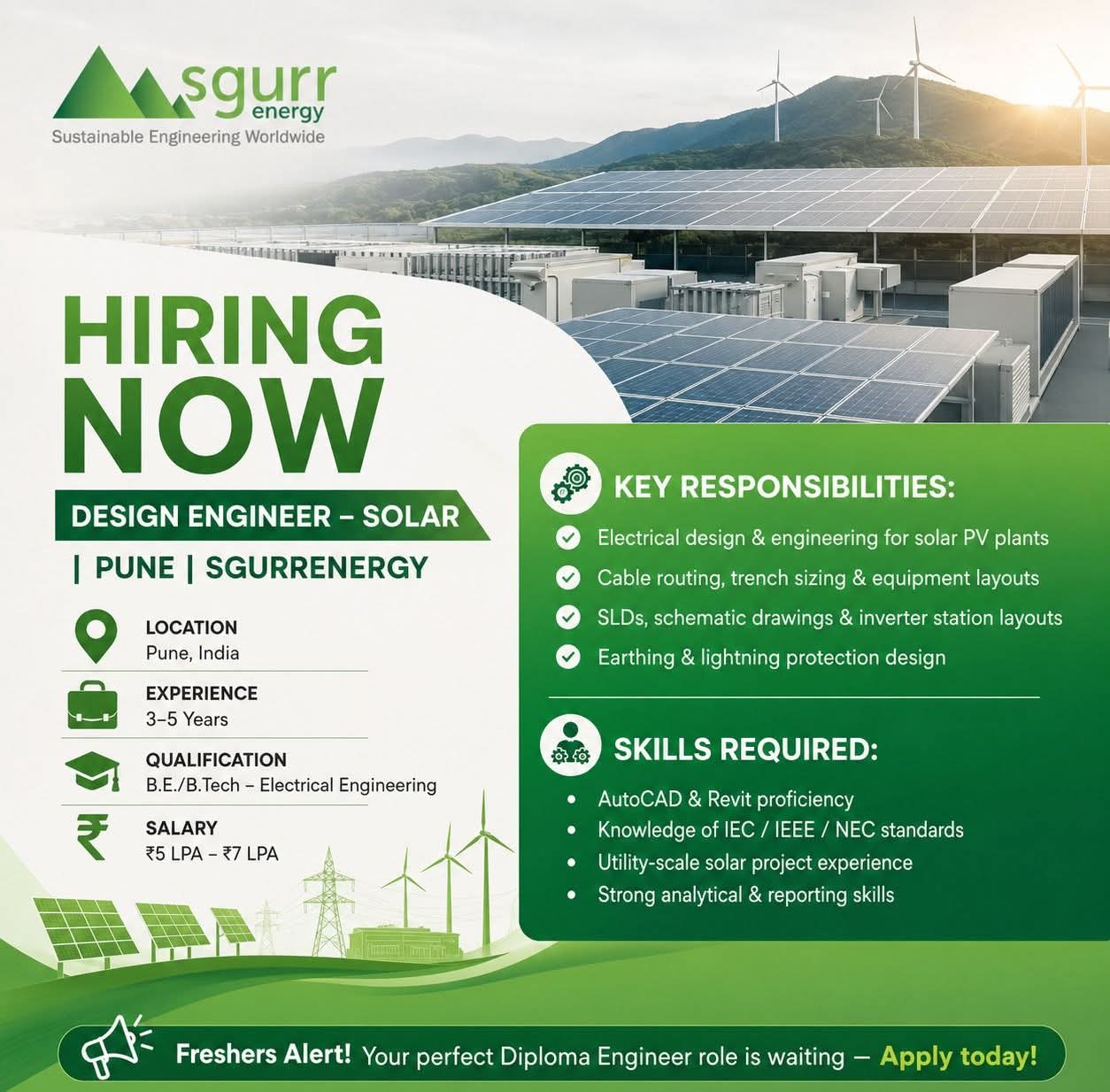 Hiring: Design Engineer – Solar at SgurrEnergy