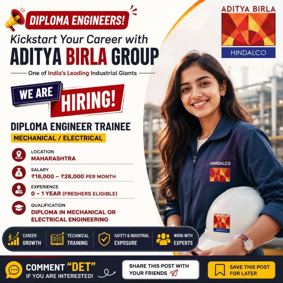 Hiring: Diploma Engineer Trainee at Aditya Birla Group (Hindalco)
