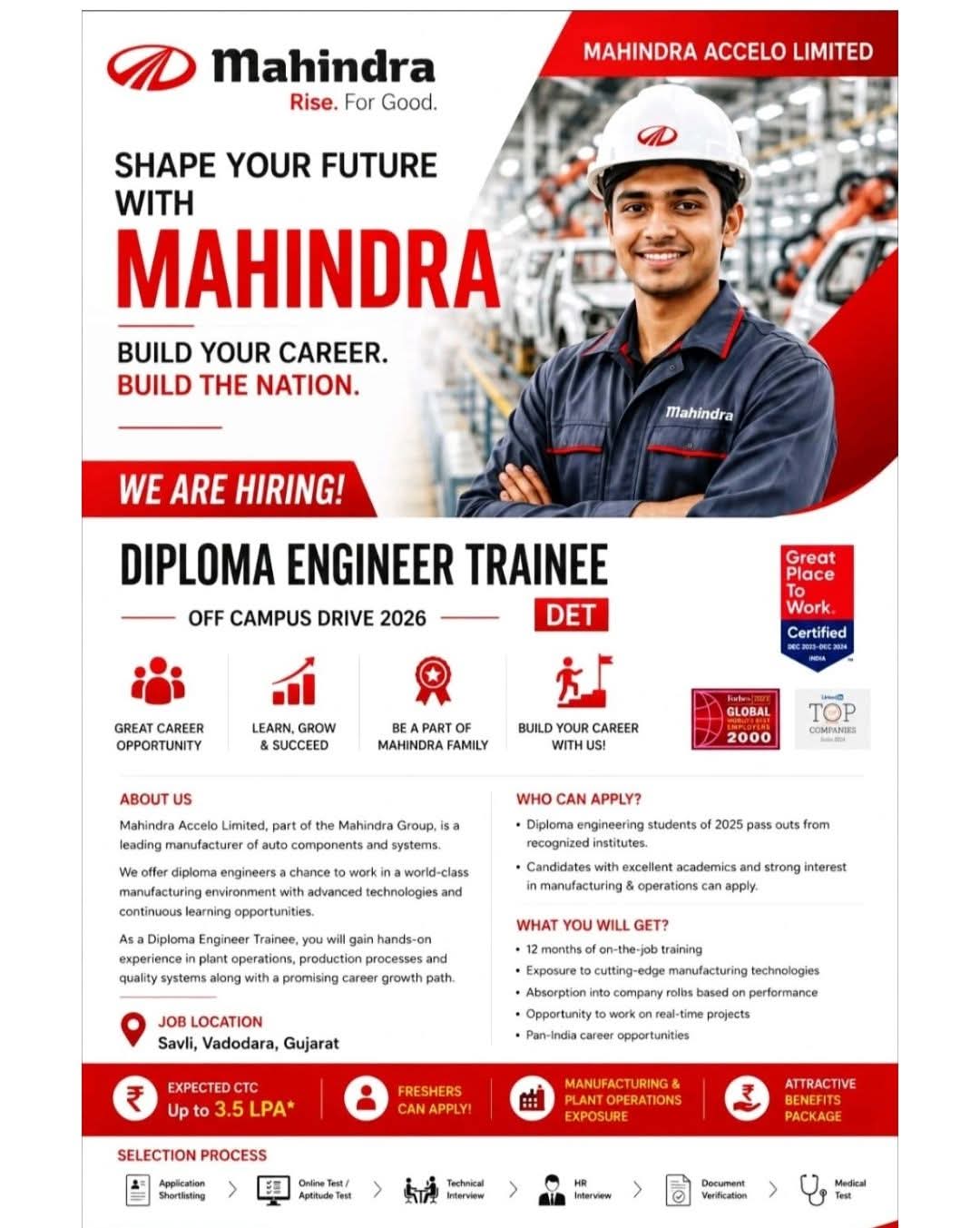 Hiring: Diploma Engineer Trainee (Off-Campus Drive 2026)