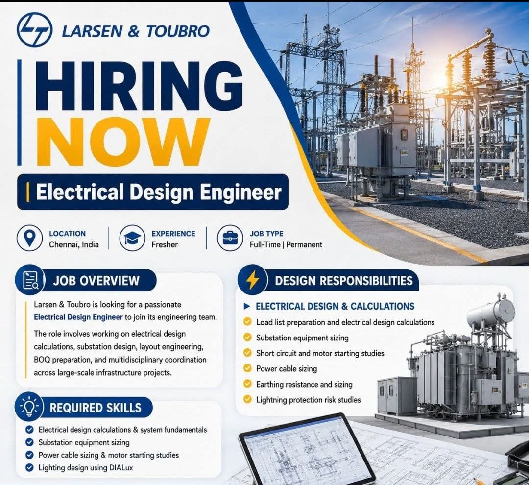 Hiring: Electrical Design Engineer at Larsen & Toubro