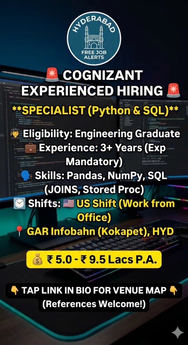 Hiring Experienced Specialists (Python & SQL)