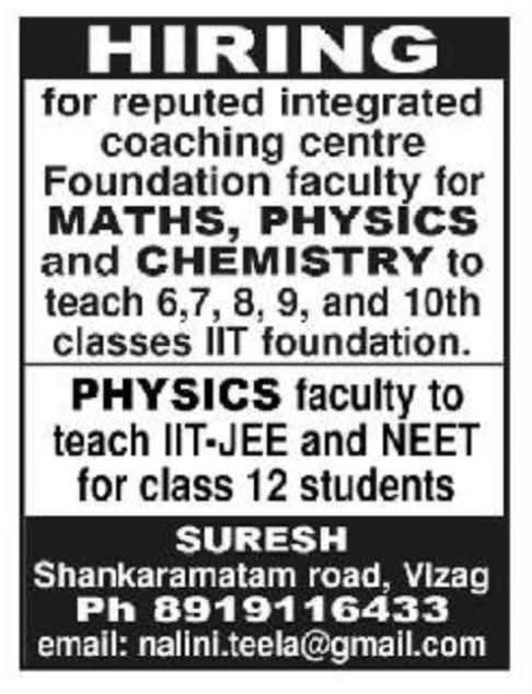 Hiring Faculty at Integrated Coaching Centre