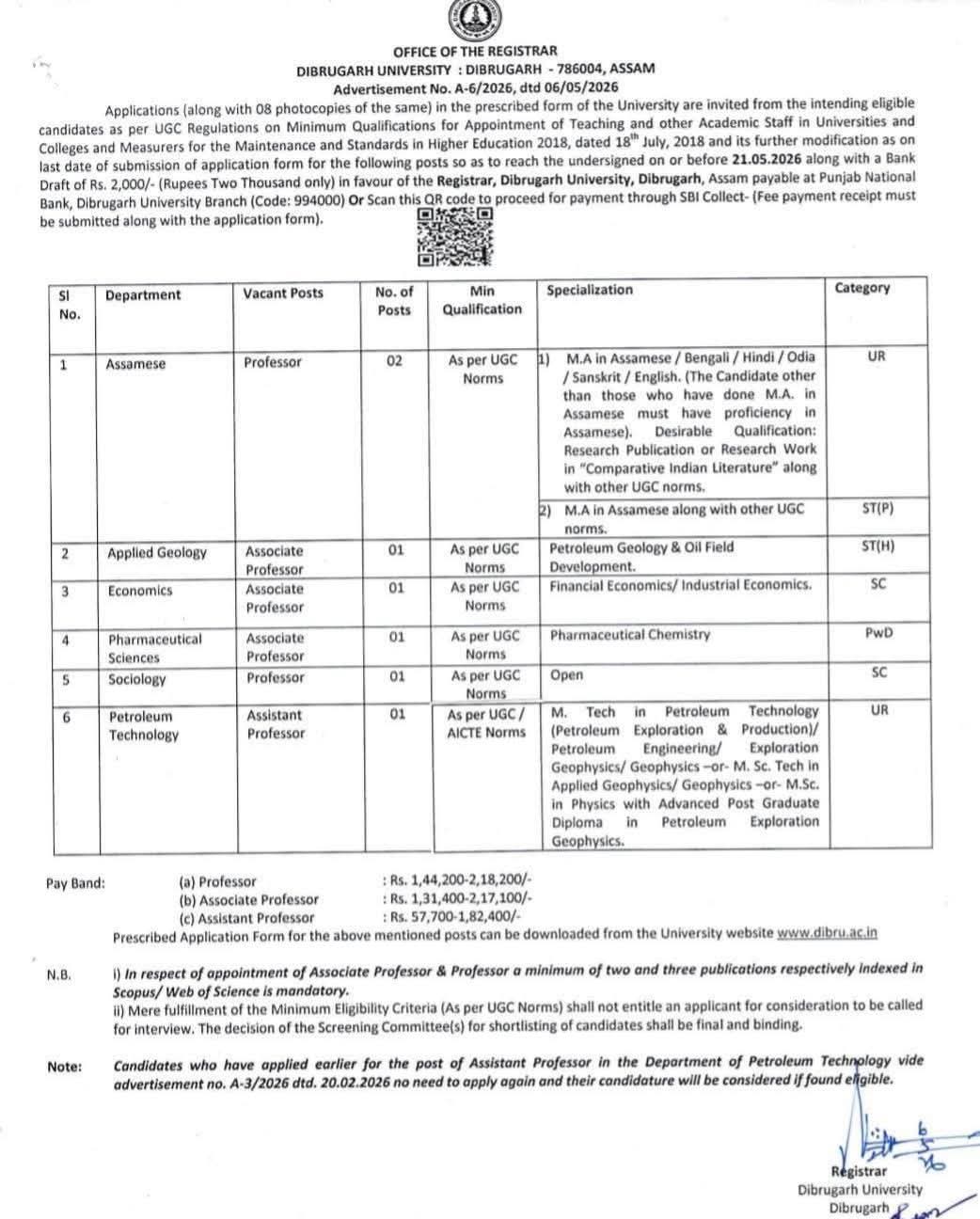 Hiring: Faculty Positions at Dibrugarh University