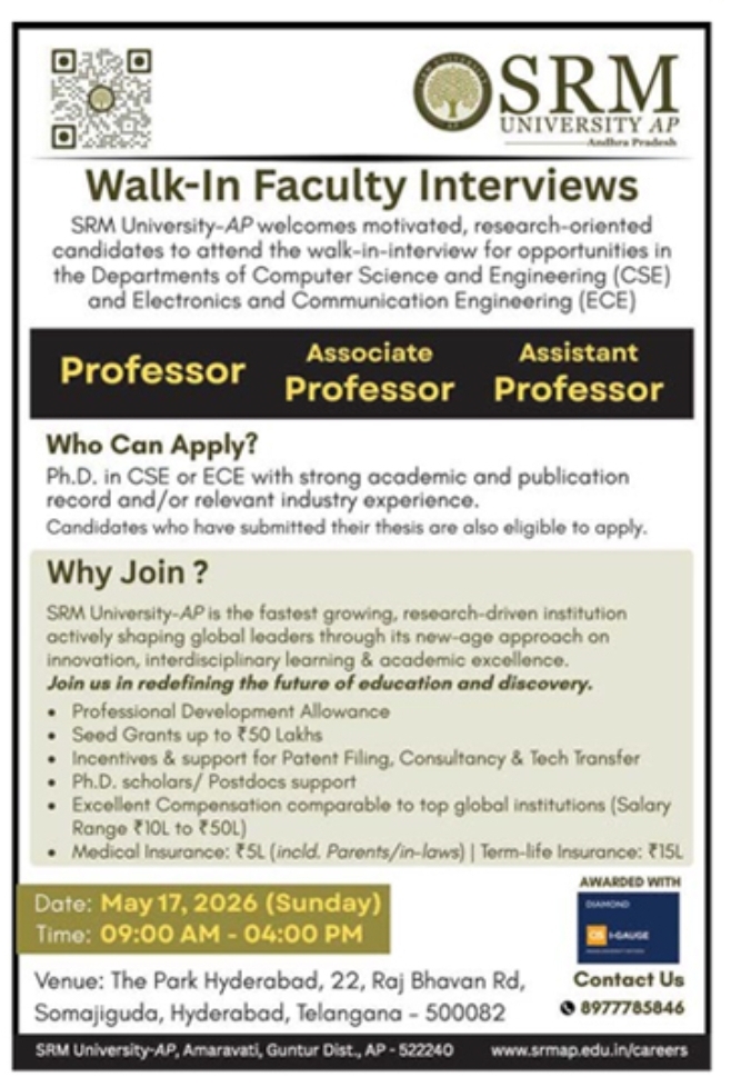 Hiring: Faculty Positions at SRM University-AP
