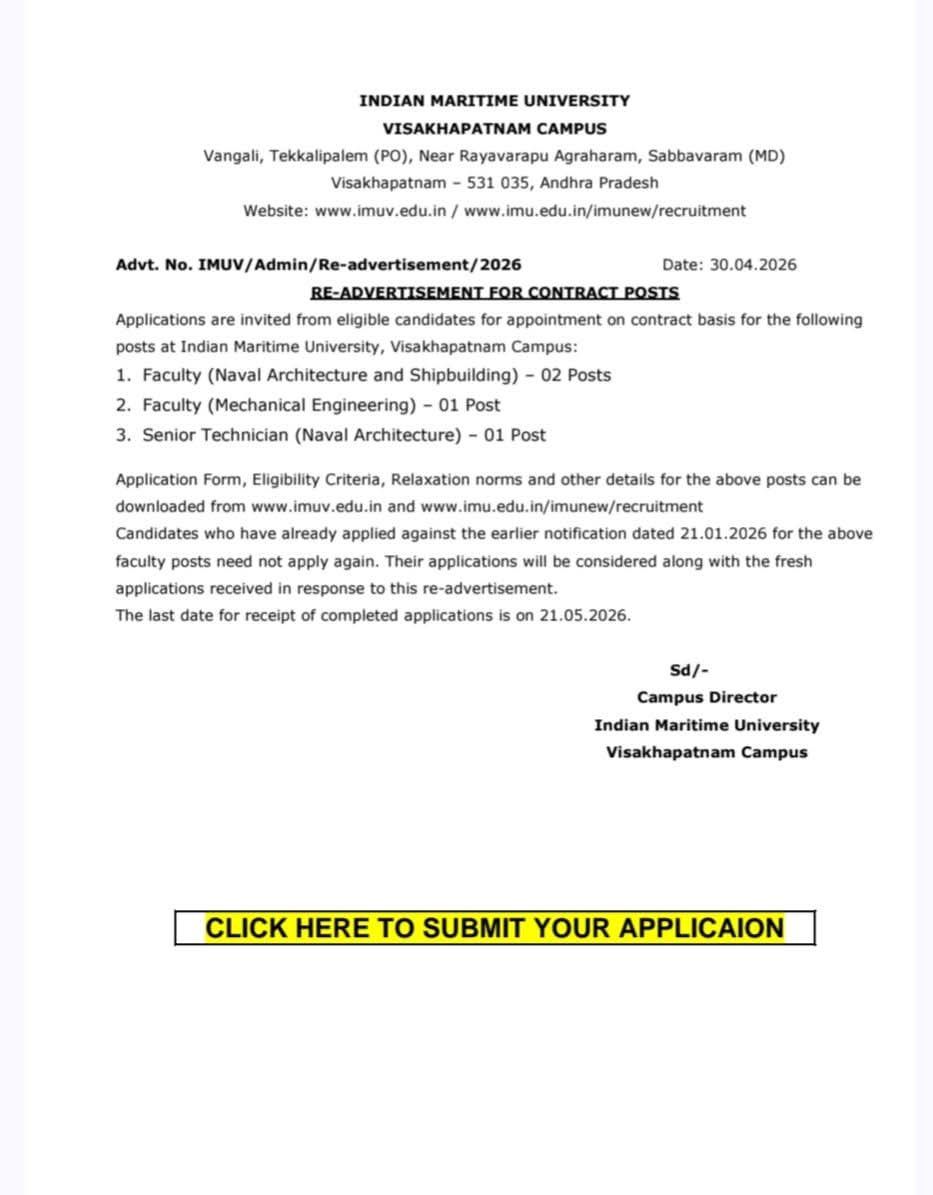 Hiring Faculty & Senior Technician at IMU