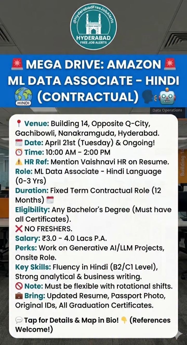 Hiring For contractual ML Data Associate (Hindi) roles