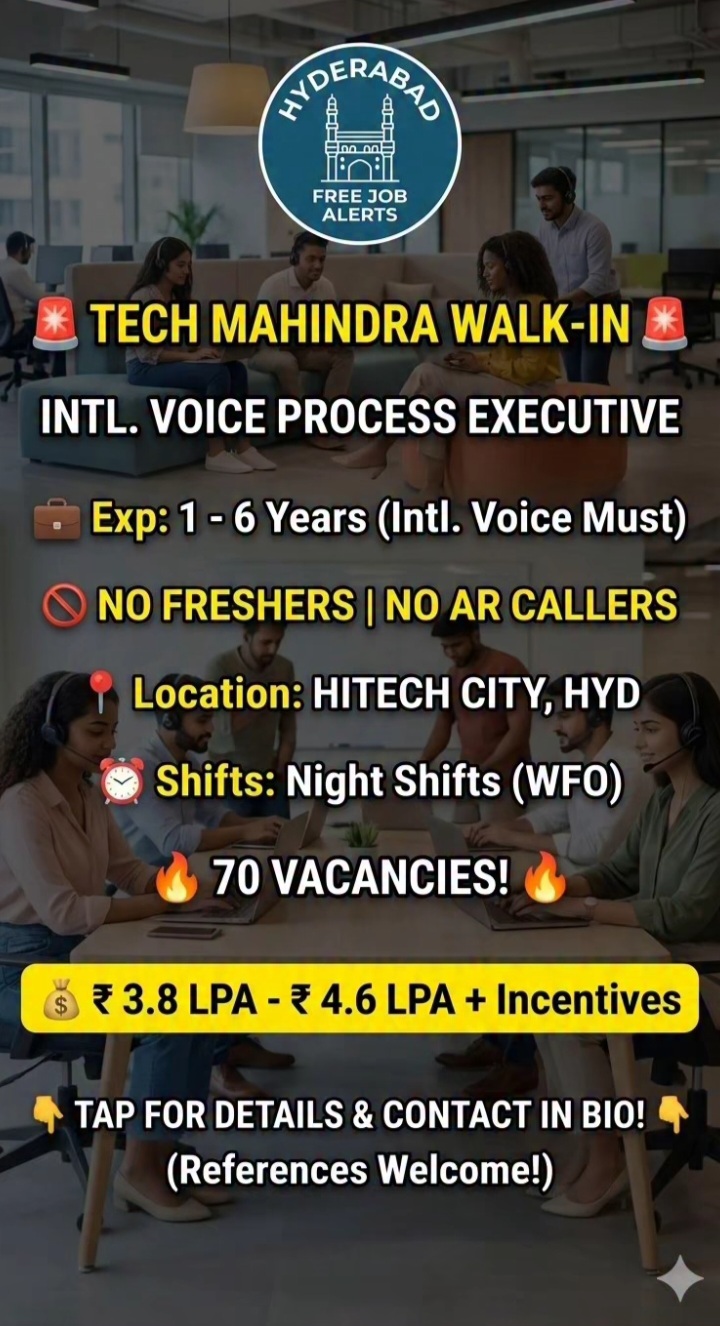 Hiring For International Voice Process Executive role at Tech Mahindra