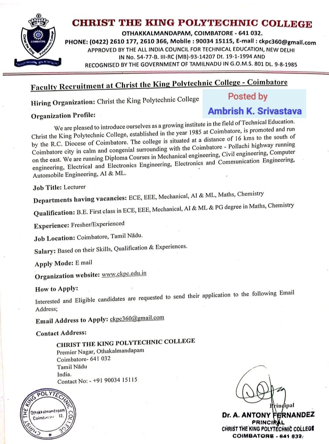 Hiring For Lecturer Positions at Christ the King Polytechnic College