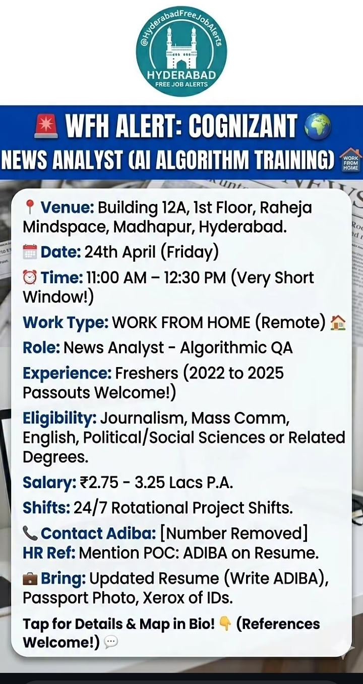 Hiring For News Analyst roles