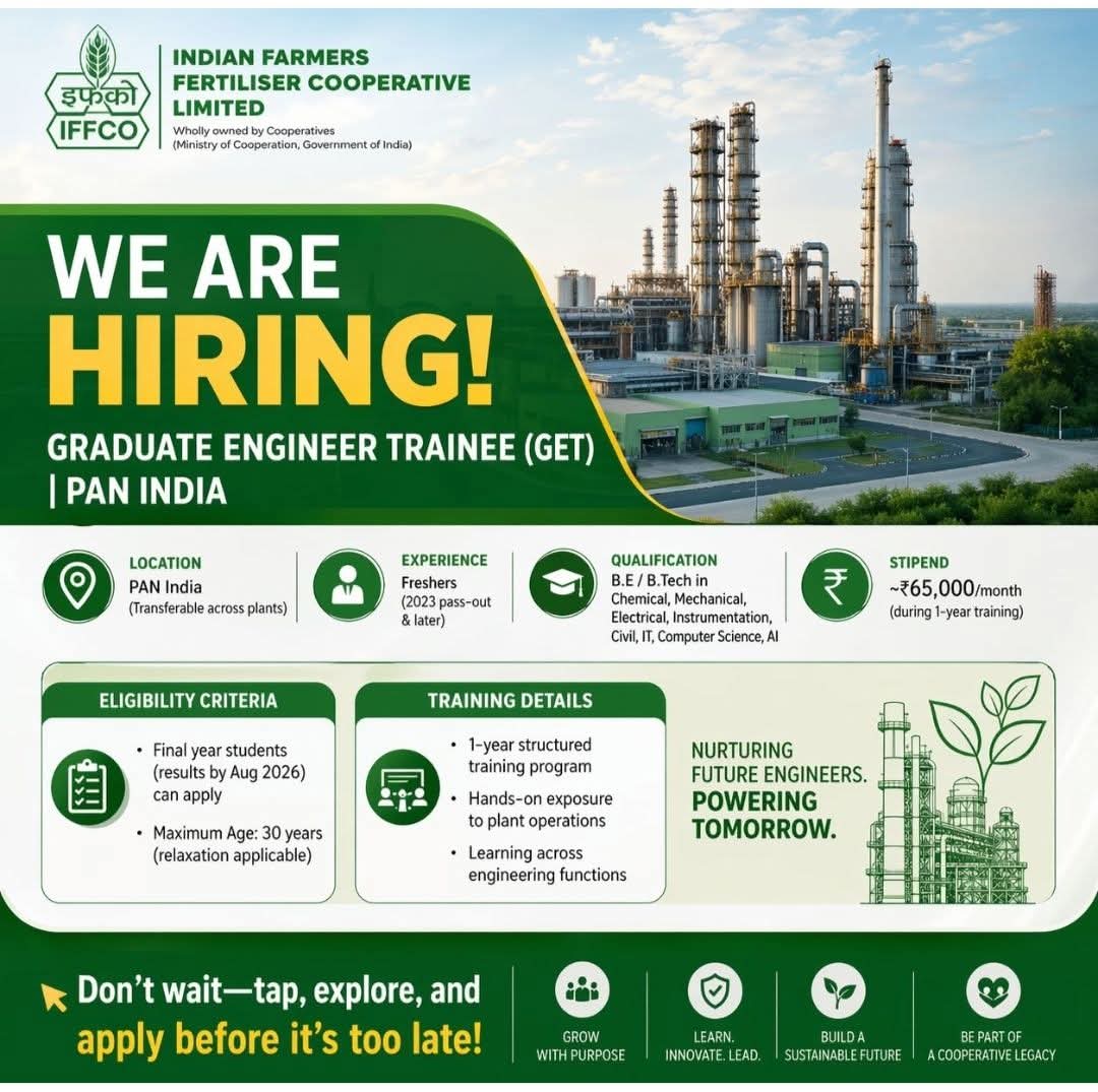 Hiring: Graduate Engineer Trainee at IFFCO