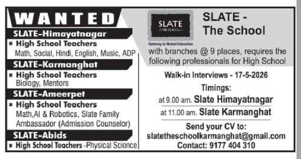 Hiring: High School Teachers at Slate - The School