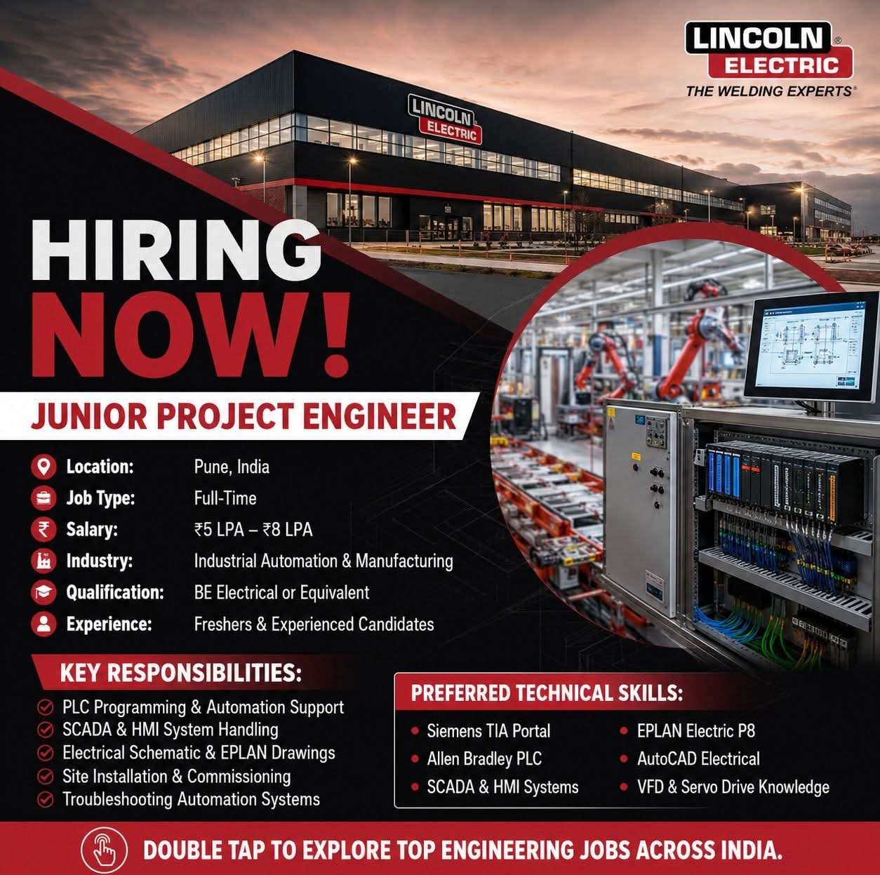 Hiring: Junior Project Engineer at Lincoln Electric