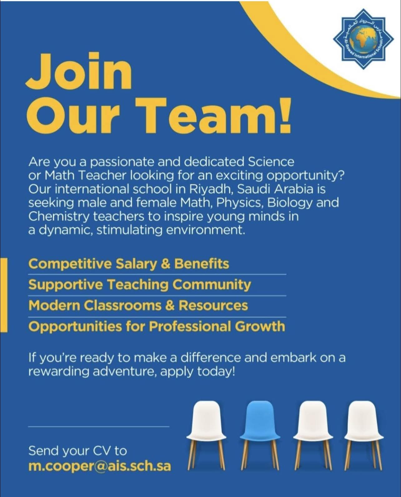 Hiring: Math and Science Teachers at Al-Rowad International School, Riyadh