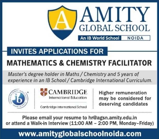 Hiring: Mathematics & Chemistry IB / Cambridge Facilitators
