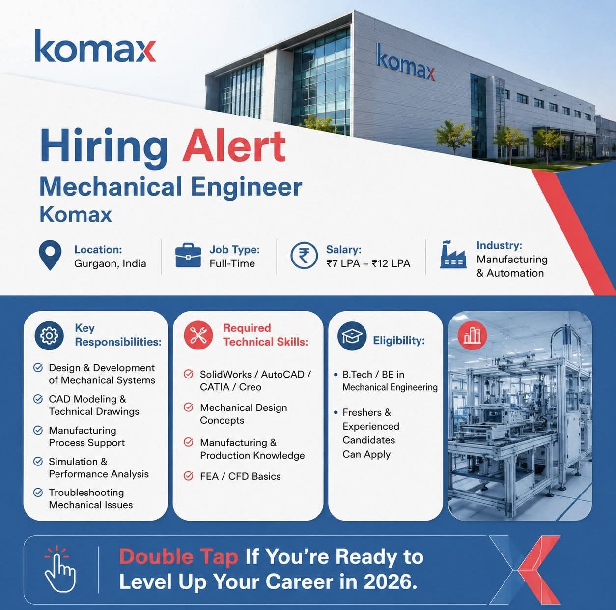 Hiring: Mechanical Engineer at Komax