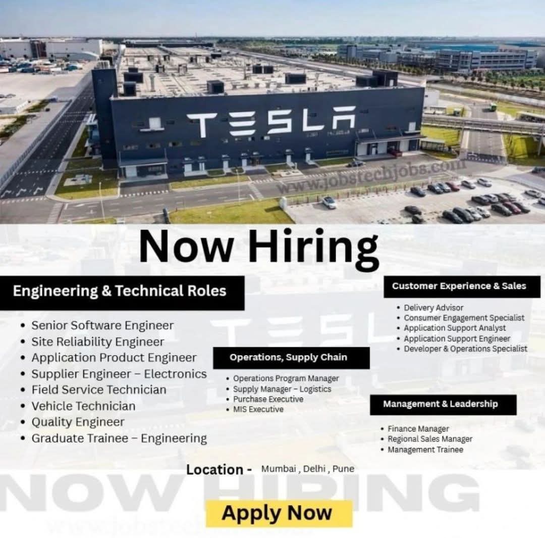 Hiring: Multiple Positions at Tesla India