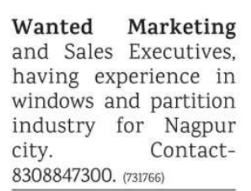 Hiring of Marketing and Sales Executives for the Construction Supply Industry