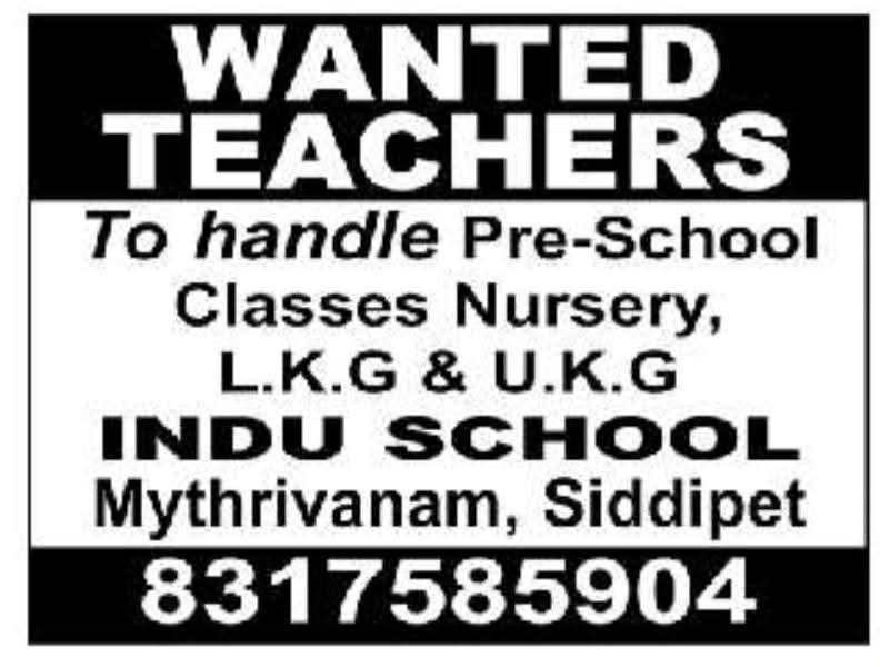 Hiring Pre-School Teachers at Indu School