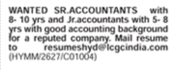 Hiring: Sr. Accountants & Jr. Accountants