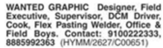 Hiring Staff for Various Roles