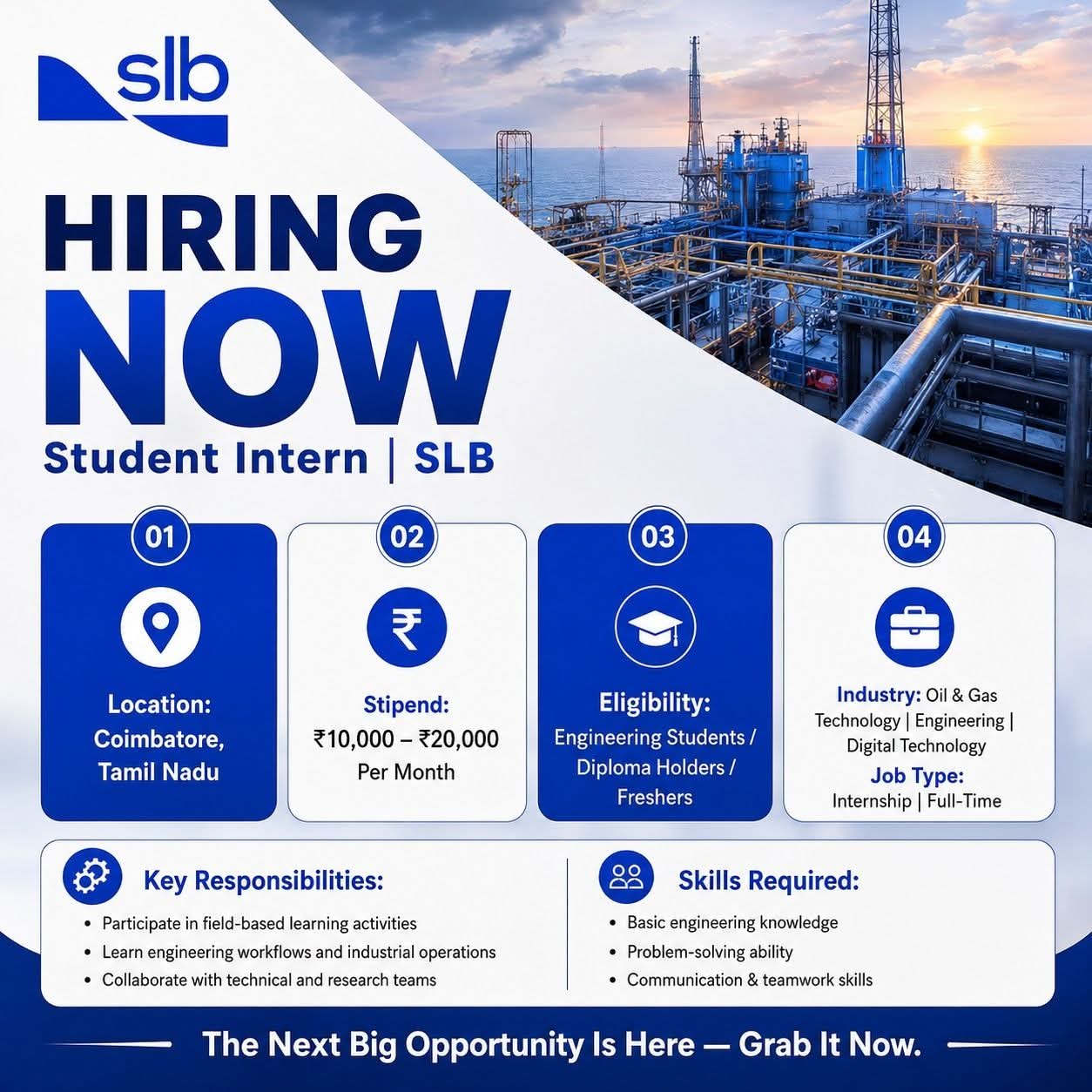 Hiring: Student Intern at SLB, Coimbatore