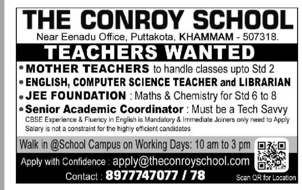 Hiring Teachers and Staff at The Conroy School