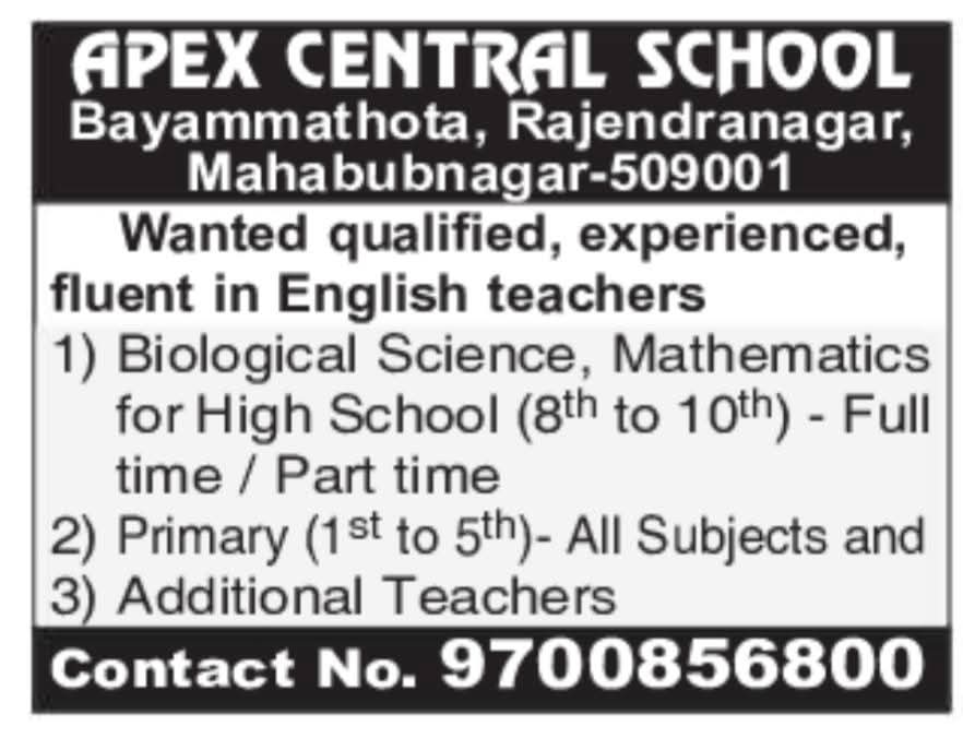 Hiring Teachers at Apex Central School