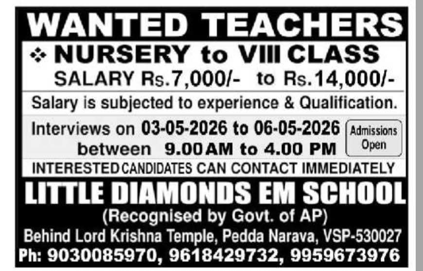 Hiring Teachers at Little Diamonds EM School