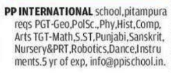 Hiring: Teachers at PP International School, Pitampura